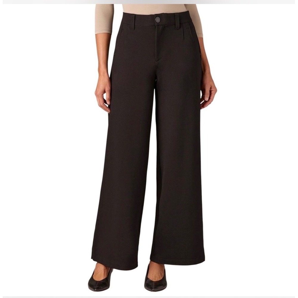 Wit‎ & Wisdom Whitney Wide Leg Pants Womens 12 Black Stretch Career Trousers